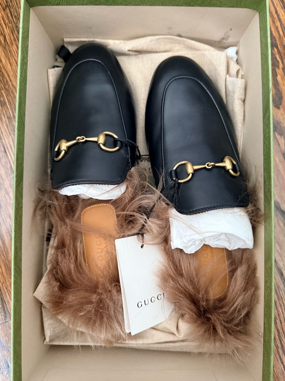 Gucci Brown Fur-Lined Princetowns